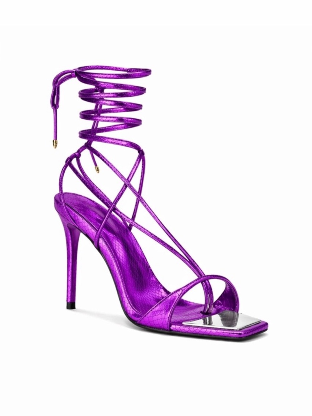 NWOB SCHUTZ Metallic Purple Lace-Up Stiletto Sandal